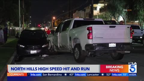 At least 10 vehicles involved in high-speed hit-and-run crash in L.A._s San Fernando Valley