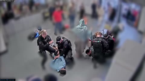 Bodycam footage of alleged assault on police at Manchester Airport shown to jury