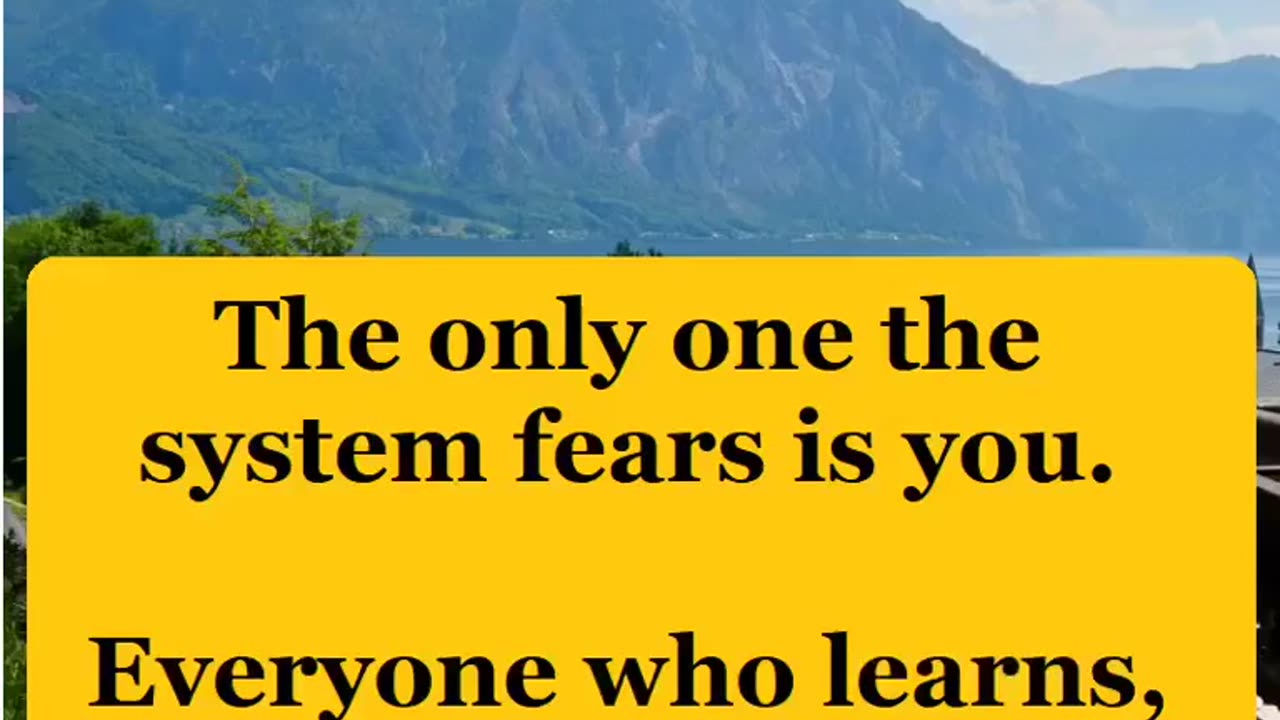 The only one the system fears is you.