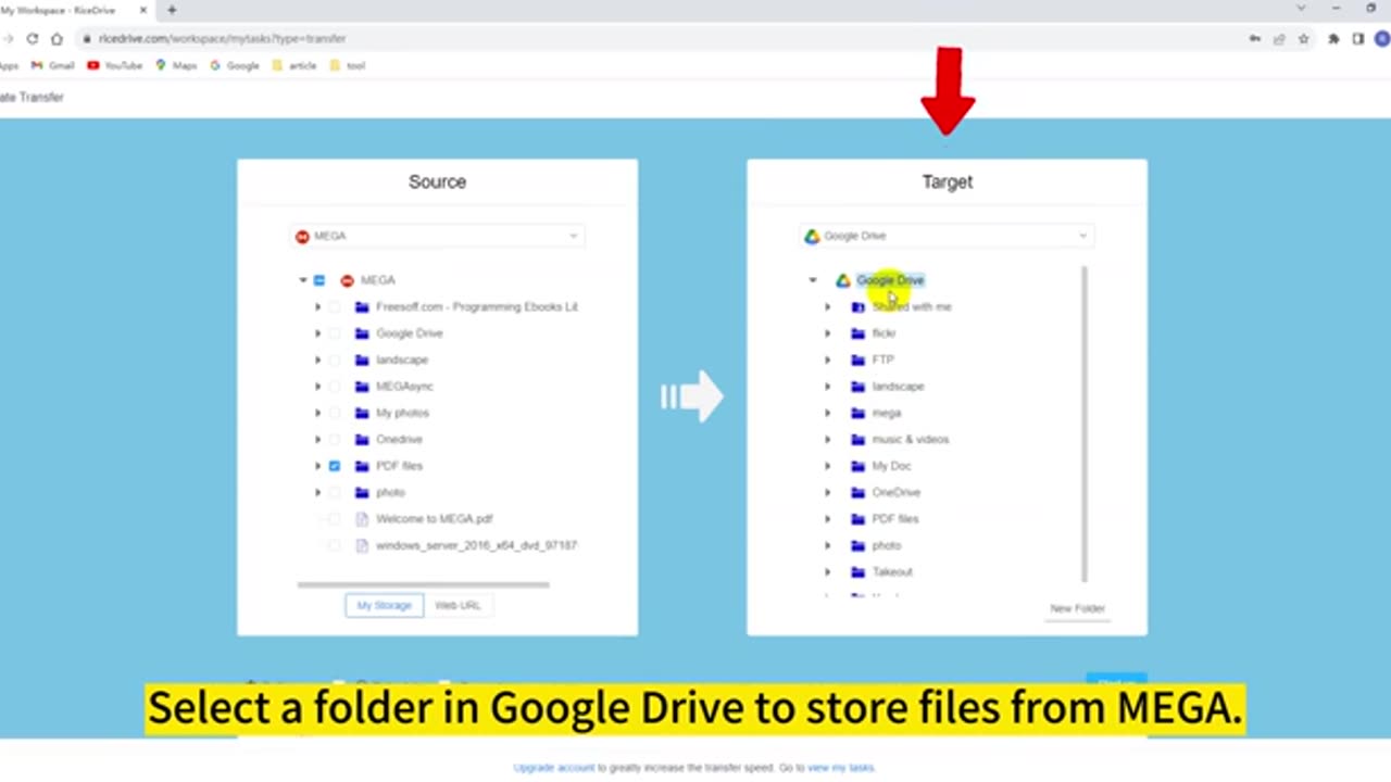 RiceDrive - Transfer Google Drive to Mega.nz
