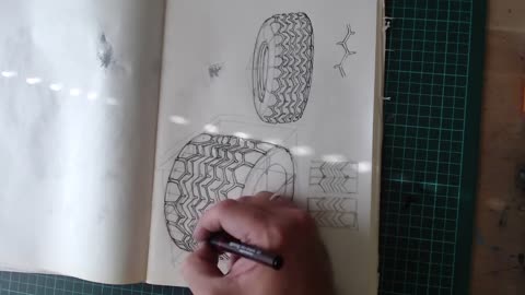 How to draw Wheel #3 Tire treads