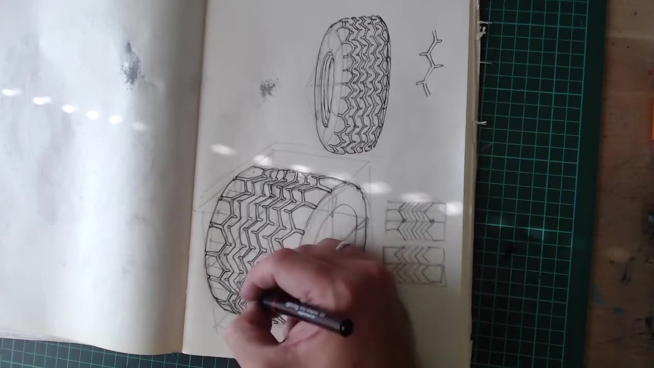 How to draw Wheel #3 Tire treads