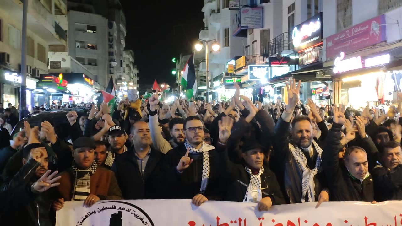 طنجة مسيرة شعبية حاشدة تنديدا بعودة الاجرام الصهيوني على قطاع غزة 18 03 2025 زغرودة طنجوية