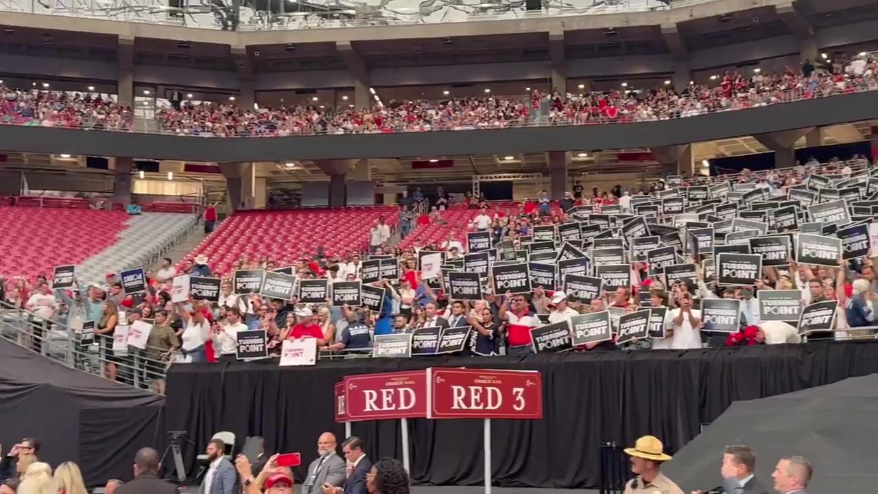 Charlie Kirk's memorial service in Arizona, USA.