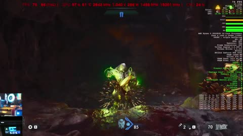 Doomsday Quickie Zotac Solid Core 2.5 slot 5080 vs Doom DA w FPS Stats
