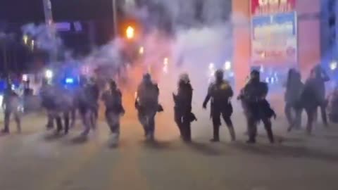 Violent protests Protests in Atlanta continue as scumbags shoot fireworks at police officers.