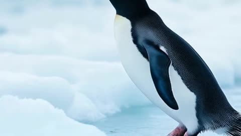 Penguin slipping on ice