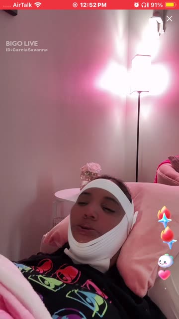 SAVANNA LAID UP IN BED RECOVERING AFTER THROAT SURGERY