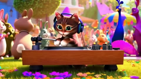 DJ Kitten Spinning Beats at the Wildest Animal Backyard Party!