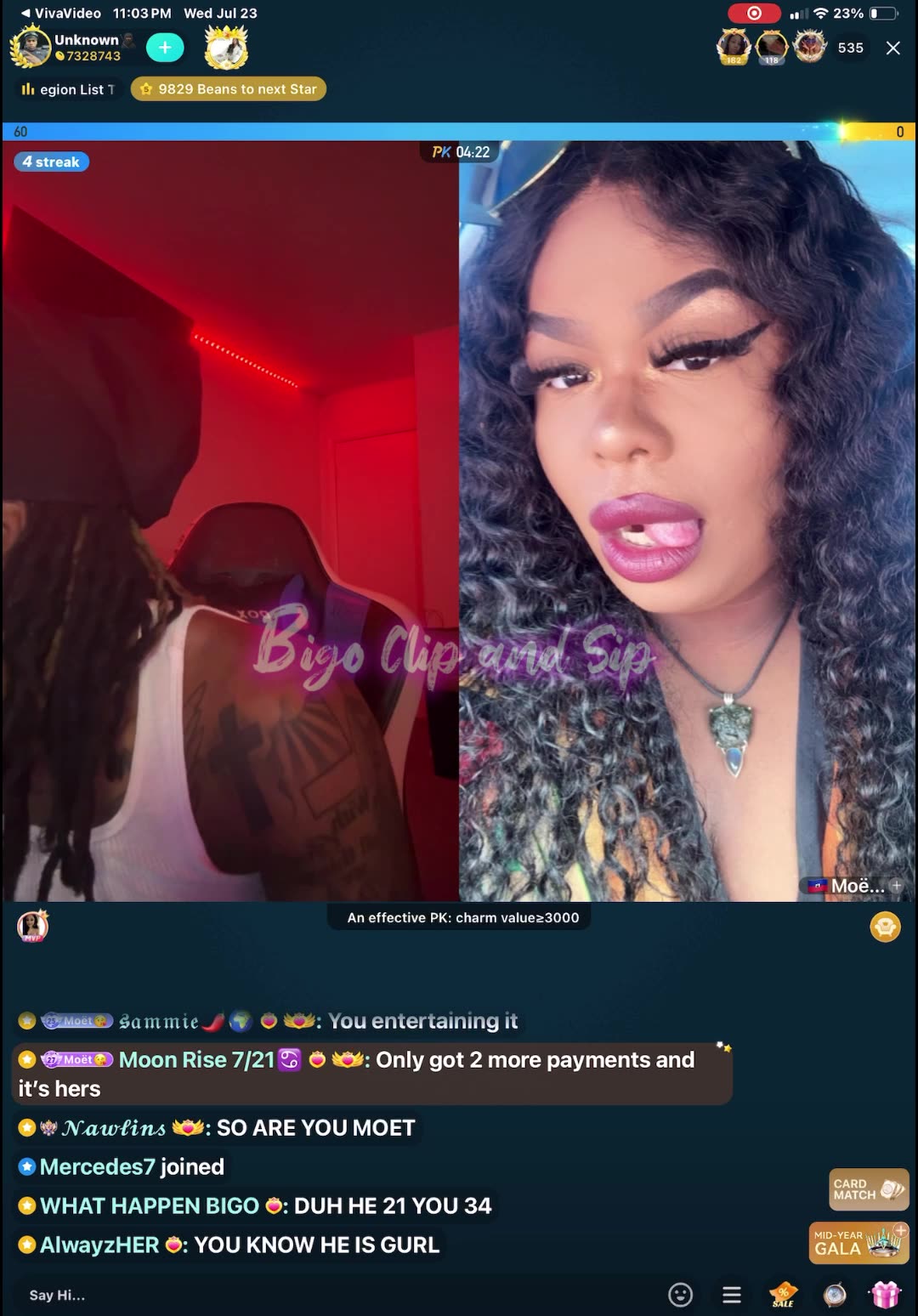 Unknown trolling Moet in her box telling her to go see Flocko in NC 7/23/25 #bigoclipandsip