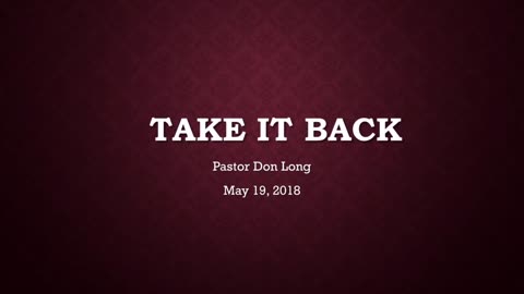 Take It Back (May 19, 2018)