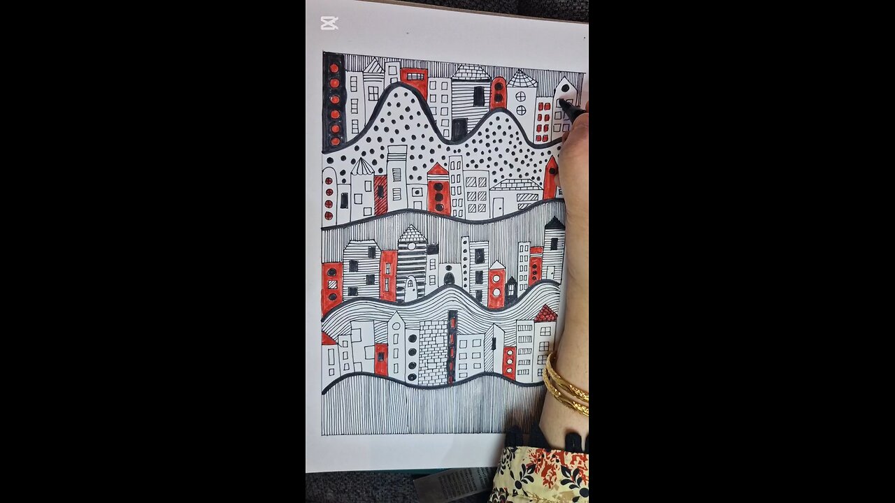 small town doodle artwork..