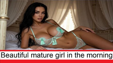 A beautiful mature girl is lounging on the bed in the morning