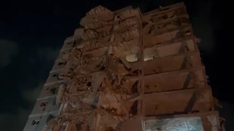 Rubble at site of Iranian strike near Tel Aviv