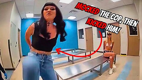 Rude Girl Kicks Cop in the Chest, Instantly Regrets It