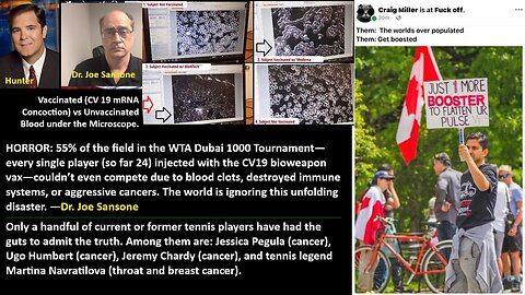 HORROR: 55% of the field in the WTA Dubai Tennis Tournament—every player (so far 24) injected with the CV19 bioweapon vax—couldn’t even compete due to blood clots or aggressive cancers. The world is ignoring this unfolding disaster—Dr. Joe Sansone