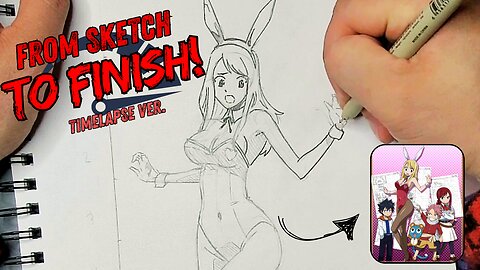 Lucy in a Bunny Suit | Fairy Tail Fan Art Timelapse