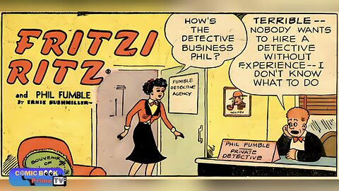 Private detective business Fritzi Ritz and Phil Fumble By Ernie Bushmiller classic comic strip funny