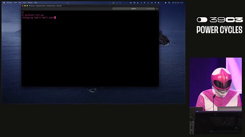 A German hacker known as Martha Root dressed as a pink Power Ranger.