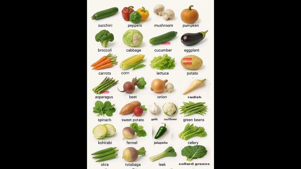 🌿 List of Vegetables with Names in English Used for daly health benefits