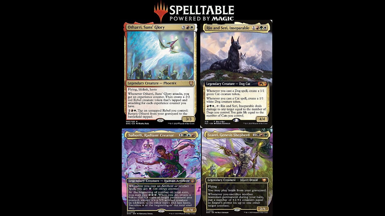 MTG Commander Spelltable: Szarel v Saheeli v Rin and Sirri v Otharri (Precons)