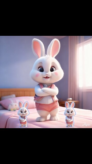 "Adorable Bunny Family in a Cozy Bedroom"