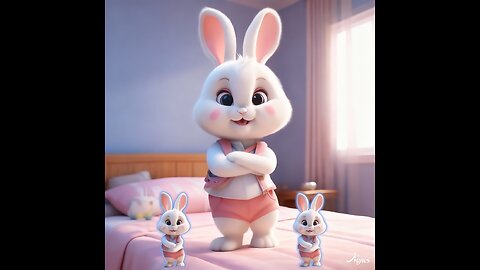 "Adorable Bunny Family in a Cozy Bedroom"
