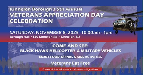 5TH ANNUAL VETERANS APPRECIATION DAY CELEBRATION-KINNELON 1-862-200-1469 tutorjacknetwork@gmail.com