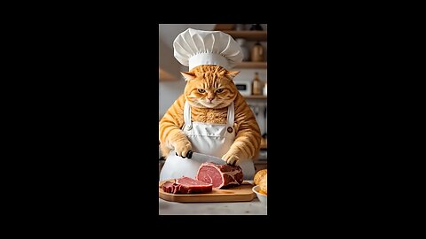 Chef Cat in Action – Master Butcher Mode Activated! 🐱🔪