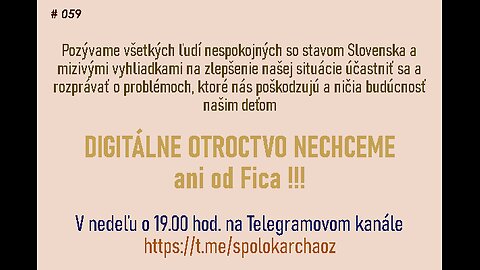 Spolok Archa, o.z. - 19.10.2025 - živá diskusia v Telegrame
