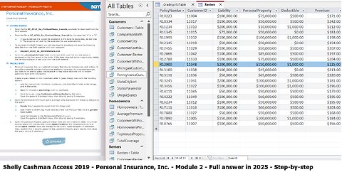 Shelly Cashman Access 2019 | Module 2: SAM Project 1a | Personal Insurance, Inc. CREATING QUERIES