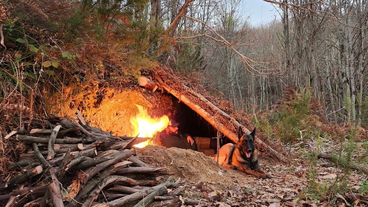 Building a Warm, Camouflaged Survival Bunker | Bushcraft Shelter & Emergency Cooking
