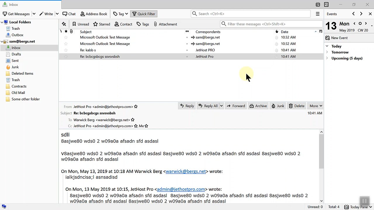 thunderbird email not working