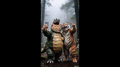 master cat and dinosaur. 🥰 😂 😂