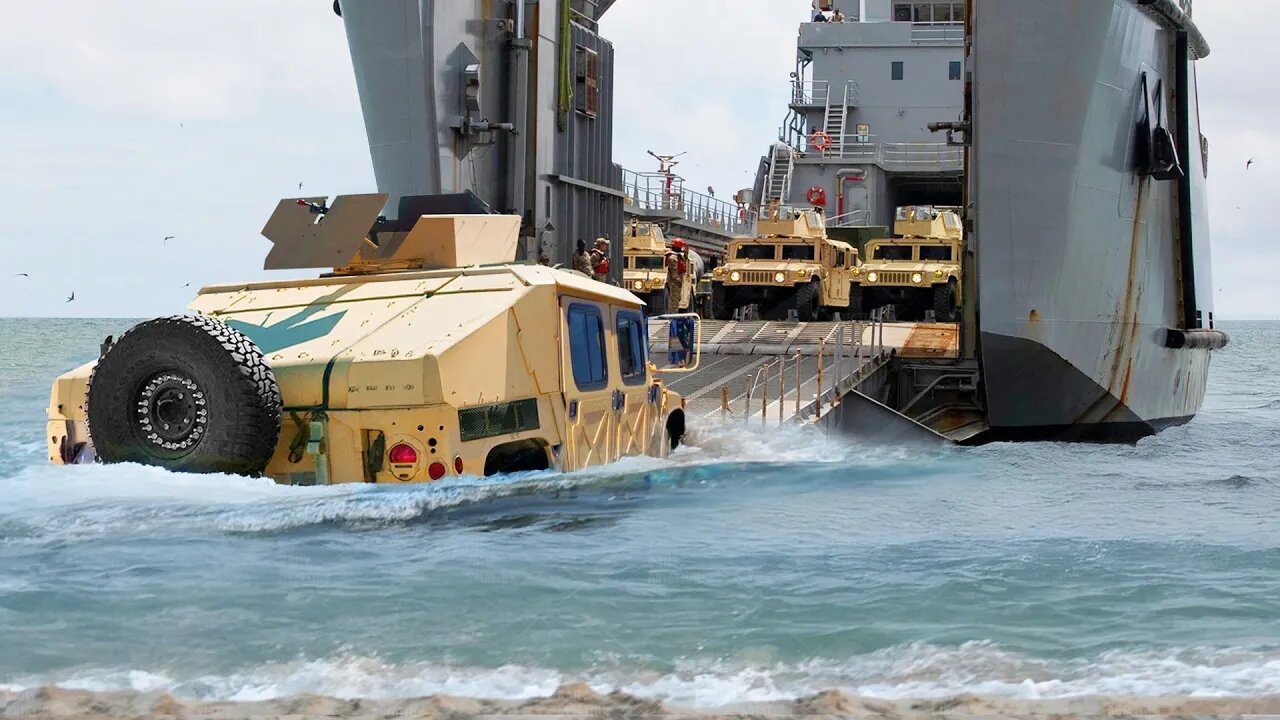 US Strange Technique to Unload Tons of Military Hardware in Middle of Sea