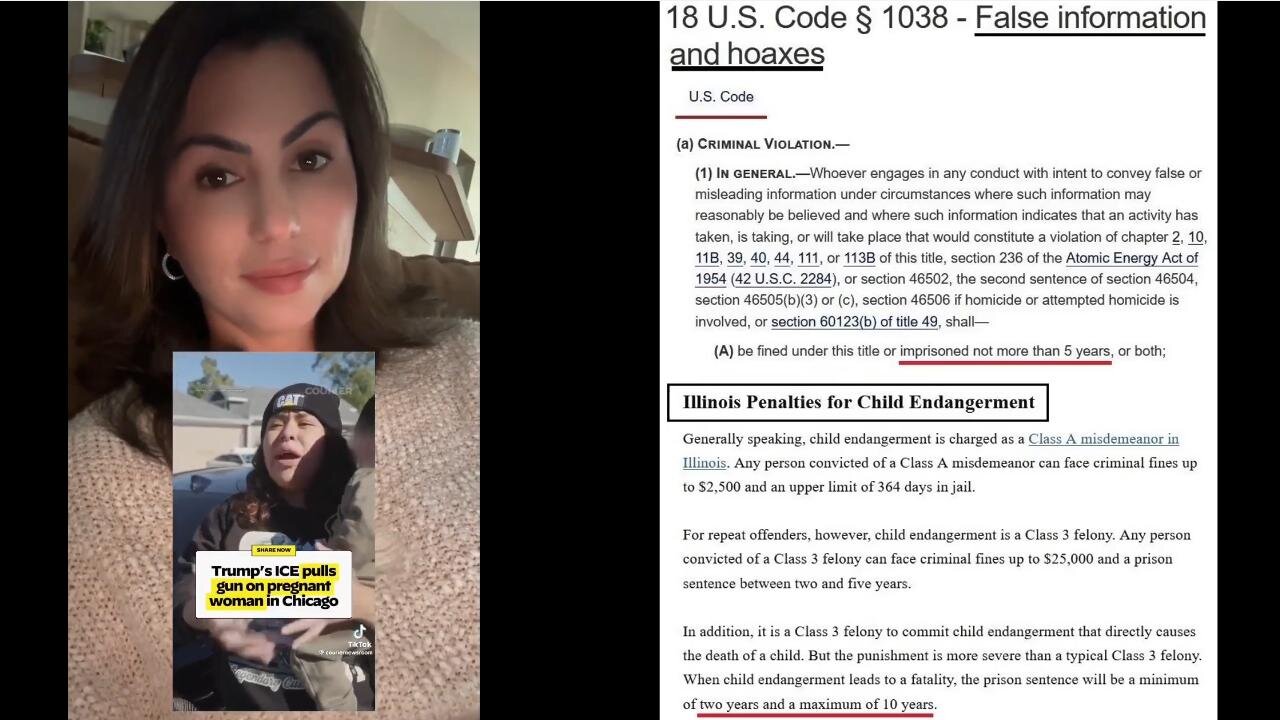 Will this BACKFIRE on WOMAN who tried to run over ICE endangering her kids, then publicly accusing Fed Agents for her own crimes in Chicago? BIG PRISON TIME THREAT?