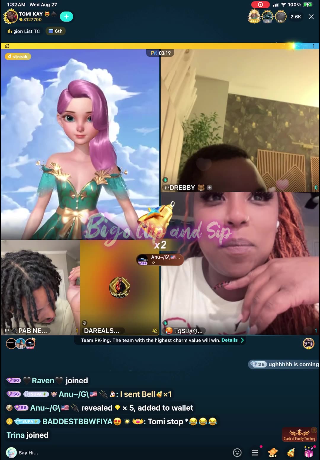 Team PK TomiKay Pablo Supa DreBaby Mocha Stone Finesse CeeCee 8/26/25 #bigoclipandsip