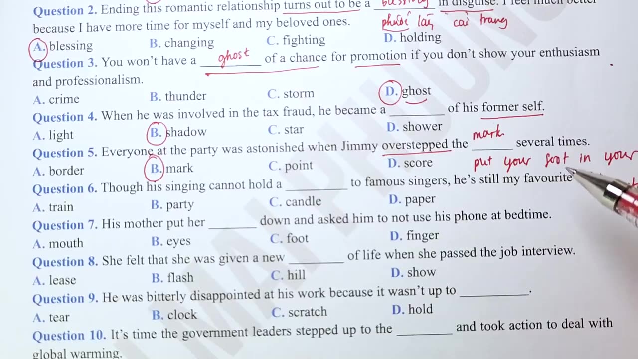 Dự đoán câu hỏi IDIOMs trong đề thi Buổi 1