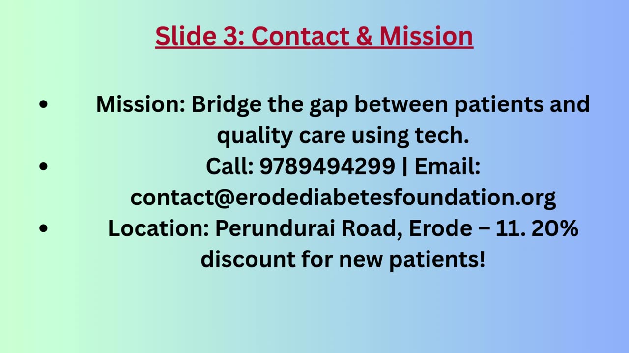 Secure Video Consults from Erode Diabetes Foundation