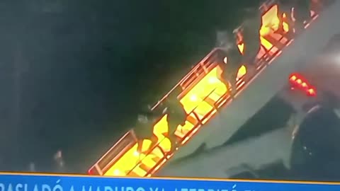 Nicolás Maduro disembarks from the aircraft at Stewart International Airport in New York