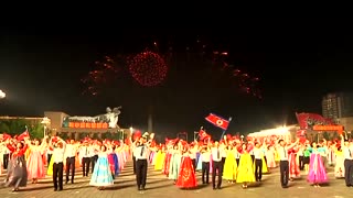 In North Korea, mass dances and fireworks mark founding day