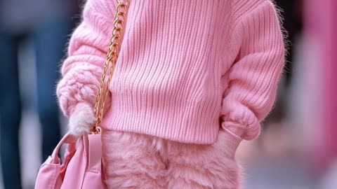 A cute Pink Cat Turns Right