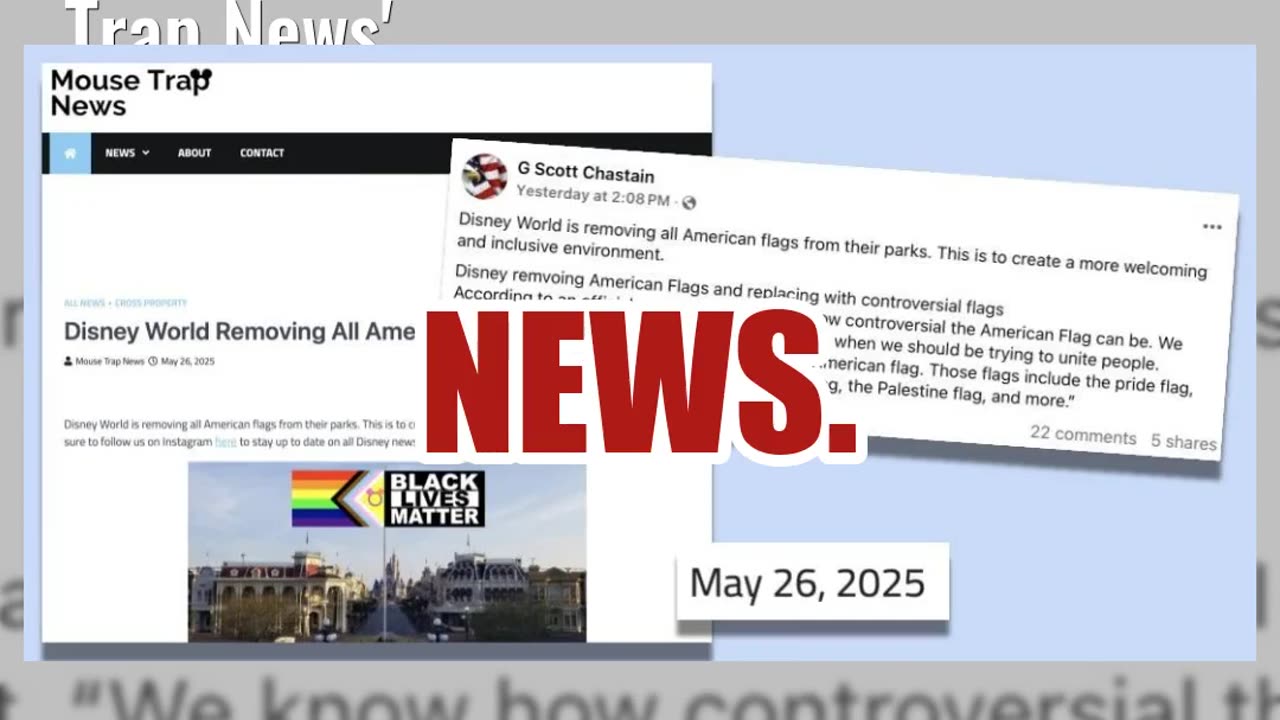 Fact Check: Disney World Did NOT Announce Replacing American Flags With BLM, Pride, Palestine Flags