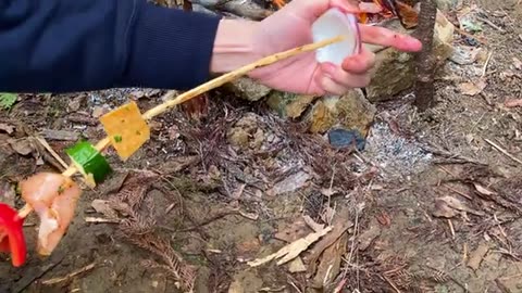 Cooking Beef Skewers in the wild🍡