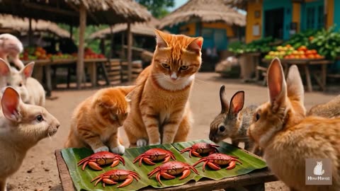Mama Cat and Ginger Kitten Rescues a Lost Kitten at the Beach – A Heartwarming BBQ by the Sea
