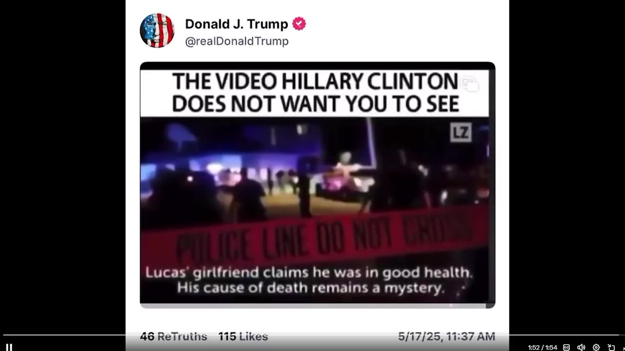 🚨BREAKING: Tổng thống Trump vừa đăng video Clinton Body Count nêu tên nhiá»u cá»™ng sá»± cá»§a Clinton...