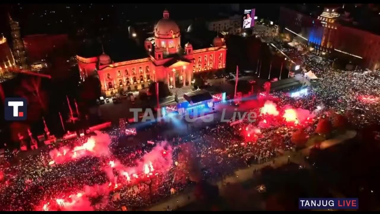 Belgrade: Aerial footage captures the massive rally in support of Aleksandar Vučić