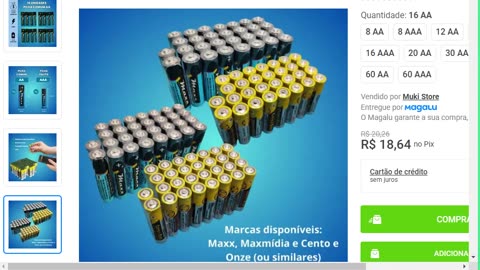 Kit Pilhas Palito AAA + Comum AA 60 Unidades Cada Caixa Cilíndrica - Combos Pilhas