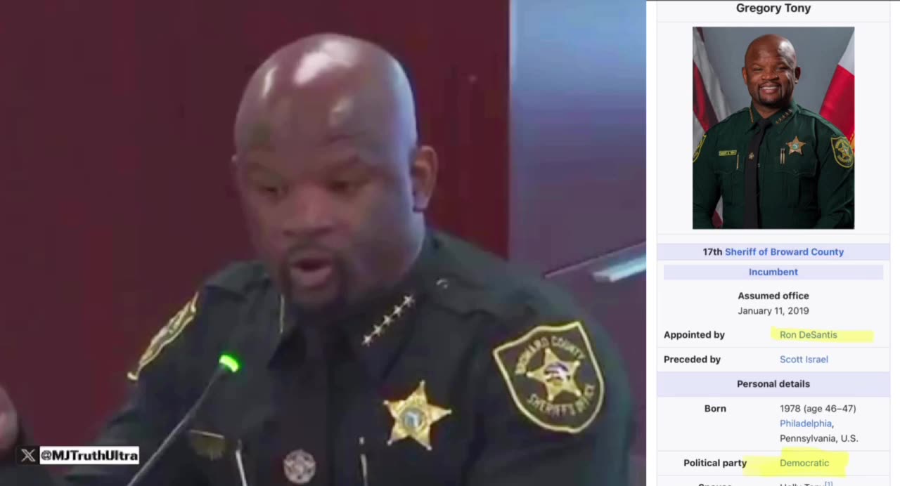Florida, Broward County Sheriff Gregory Tony, Refuses to Assist ICE with Deporting Illegal Aliens,