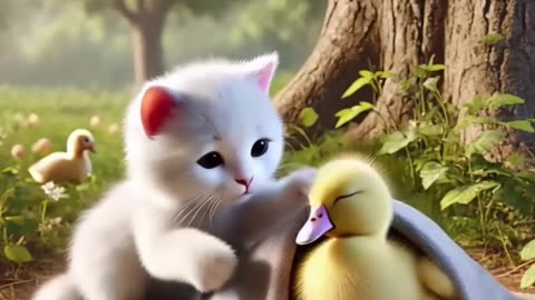 cat make duck as a friend
